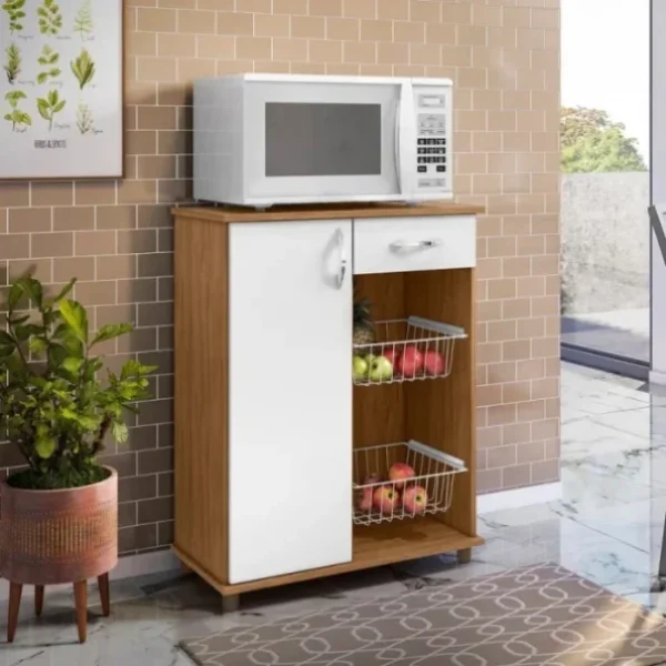 Fruteira com 2 Cestos Belize New Freijó/Branco - Notável Fruteira com 2 Cestos Belize New Freijó/Branco - Notável