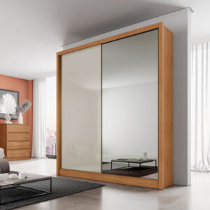 Roupeiro Virtus Plus 2P Correr com Espeslho Off White