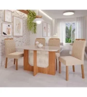 CJ MESA LOUISE 130X80 4C TAMPO VIDRO CINAMOM/OFF WHITE