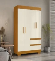 GUARDA-ROUPA SOLTEIRO MAYA 4P 2G CINAMOMO/OFF WHITE