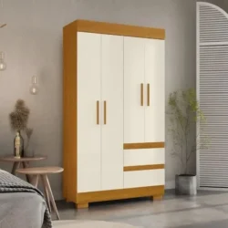 GUARDA-ROUPA SOLTEIRO MAYA 4P 2G CINAMOMO/OFF WHITE