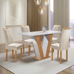 CJ MESA 4CAD QATAR RETANGULAR 120X80 TAMPO S/VIDRO CINAM / OFF
