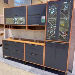 COZINHA SYRAH MDF 5 PEÇAS COMPLETA AMENDOA / CHUMBO