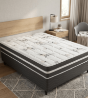 CAMA BOX CASAL VIENA (BASE + COLCHÃO) 138X188X52 MOLAS ENSACADAS