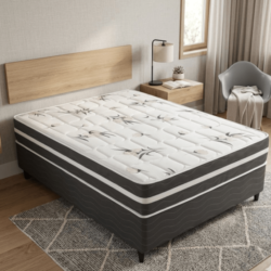 CAMA BOX CASAL VIENA (BASE + COLCHÃO) 138X188X52 MOLAS ENSACADAS