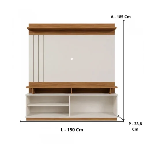 HOME P/ TV ATÉ 55" MOBLER GOIÁS OFF WHITE/CANELA