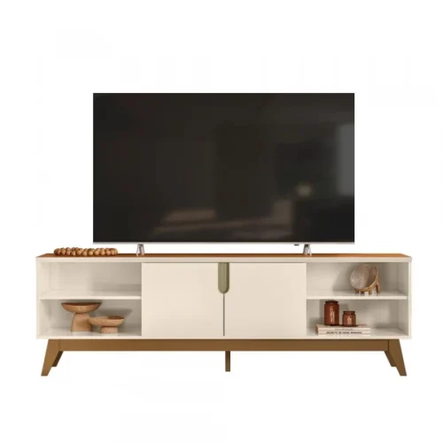 RACK PARA TV ATÉ 75″ CAMPINAS 2P OFF WHITE / CANELA