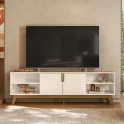 RACK PARA TV ATÉ 75" CAMPINAS 2P OFF WHITE / CANELA
