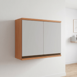 Armário Aéreo Macadâmia 2 Portas 80cm Freijó/Branco - Telasul
